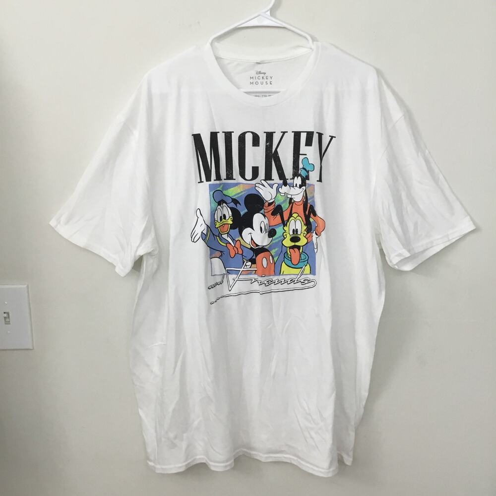 Unisex White Disney Mickey Mouse T-Shirt size Adult 2 XL